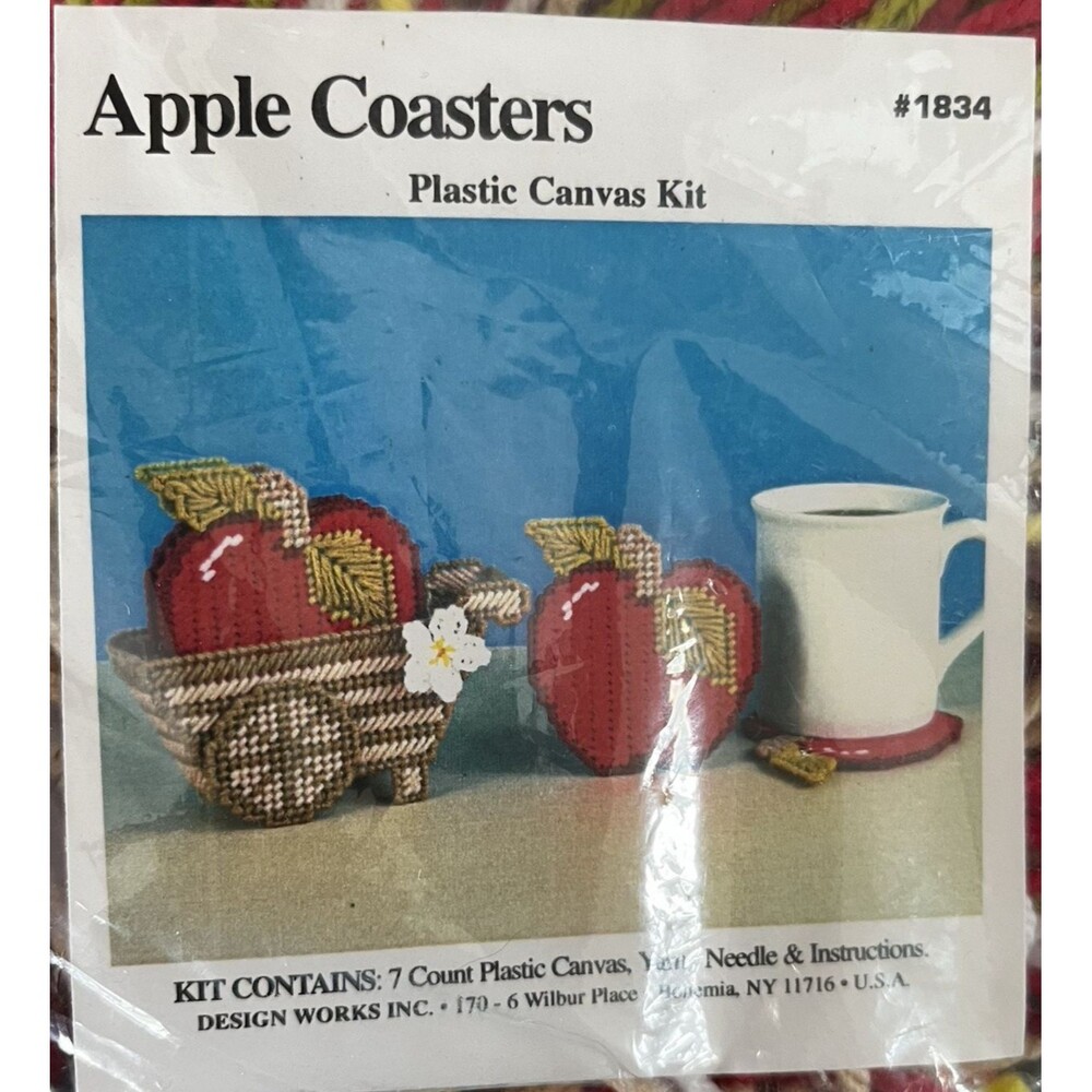 Design Works Apple Coasters Plastic Canvas Counted Cross Stitch Kit #1834